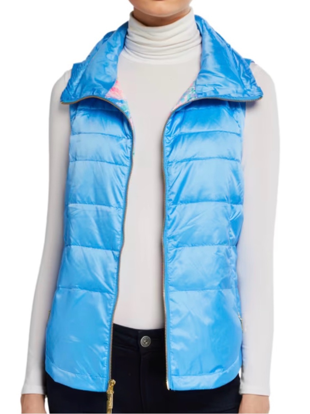 Lilly Pulitzer Palm Paradise Down Vest with Tropical Floral Lining